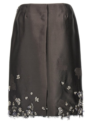 Prada Gray Silk Midi Skirt