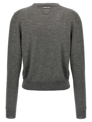 Prada Gray Virgin Wool Cardigan