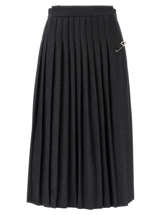 Prada Gray Virgin Wool Midi Skirt