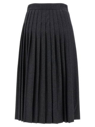 Prada Gray Virgin Wool Midi Skirt