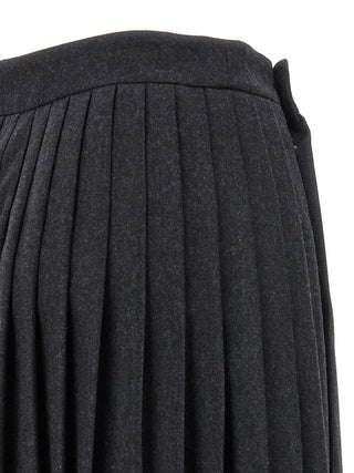 Prada Gray Virgin Wool Midi Skirt