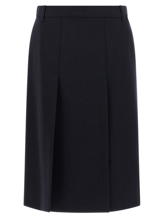 Prada Blue Virgin Wool Midi Skirt