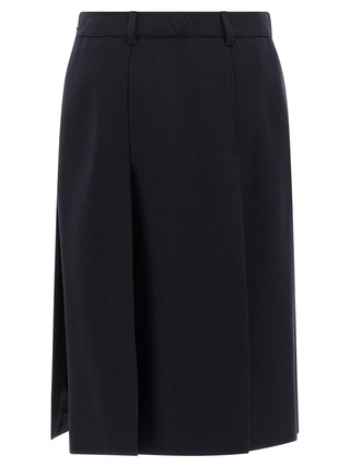 Prada Blue Virgin Wool Midi Skirt