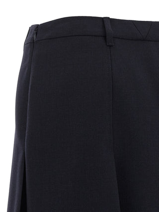 Prada Blue Virgin Wool Midi Skirt