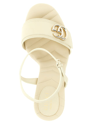 Gucci White Calfskin Stiletto Heel Sandals