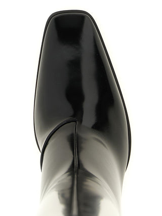 Saint Laurent Black Calfskin Over The Knee