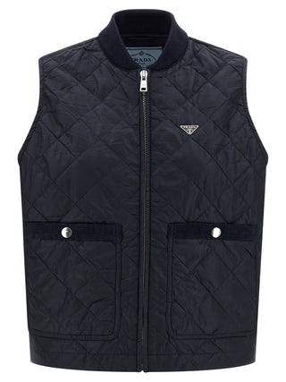 Prada Blue Recycled Polyamide Sleeveless Jacket