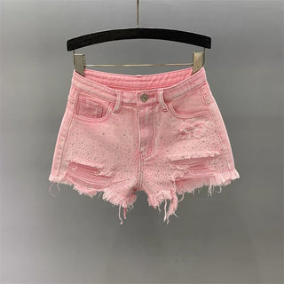 Shorts destroyed com strasss