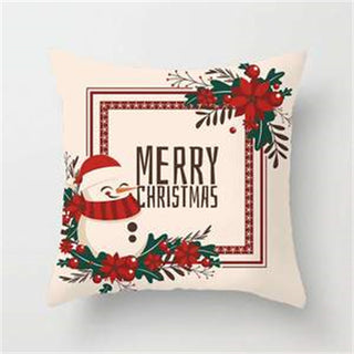 Cartoon Christmas Snowman Printed Square Pillowcase