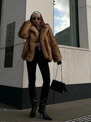 Casaco pêlo sintético Camelo