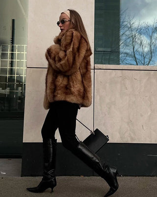 Casaco pêlo sintético Camelo