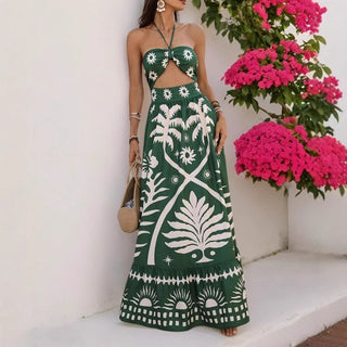 Vestido longo com recorte frontal