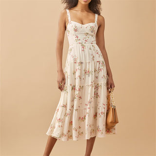 Vestido midi floral vintage 