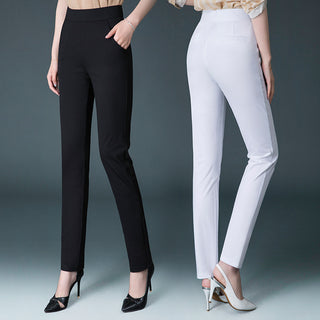 High Waist Slimming Straight Casual Plus Trousers