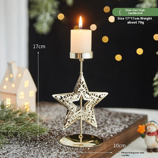 Romantic Christmas Wrought Iron Candlestick Candle Tray Decoration