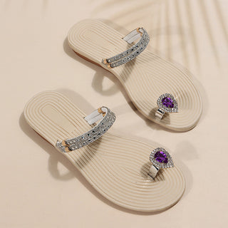 Women's Two Wear Beach Rhinestone Flip Flops