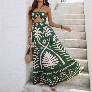 Vestido longo com recorte frontal