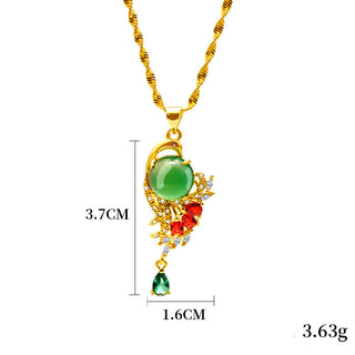 Fashion Alluvial Gold Peacock Green Chalcedony Pendant