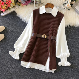 Shirt Knitted Two-piece Vest Set Fan High Quality Casual Fashion