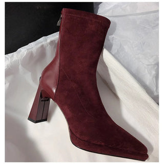 Fashionable Chunky Heel Pointed Toe Women's Ankle Boots