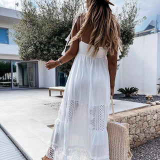 Vestido longo de crochê charmoso