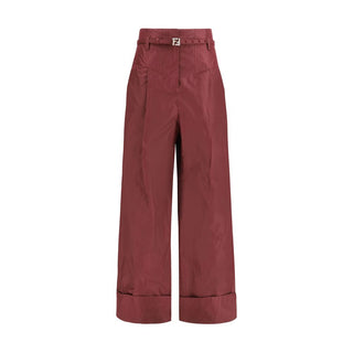 Fendi Bordeaux Silk Casual Pants