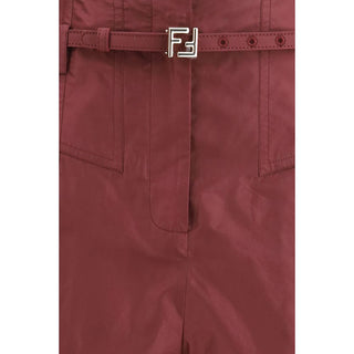 Fendi Bordeaux Silk Casual Pants