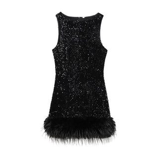Vestido curto de festa com brilho