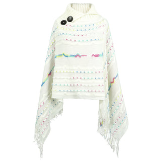 Lapel Button Pullover Shawl Women's Knitted Cape