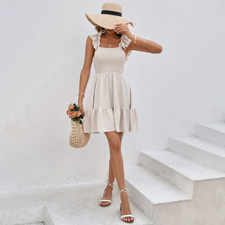 Vestido francês elegante estilo férias verão