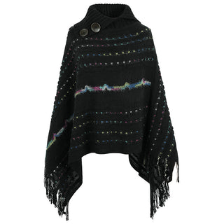 Lapel Button Pullover Shawl Women's Knitted Cape