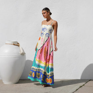 Vestido longo tropical