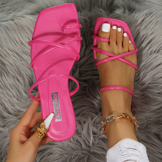 Flat Square Toe Thin Strap Ladies Sandals