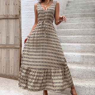 Women's Rhombus Prints Sleeveless Dress