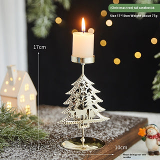 Romantic Christmas Wrought Iron Candlestick Candle Tray Decoration