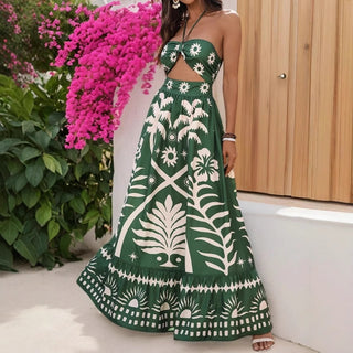 Vestido longo com recorte frontal