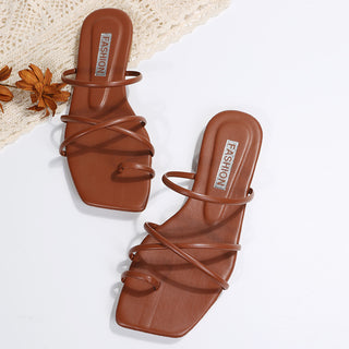 Flat Square Toe Thin Strap Ladies Sandals