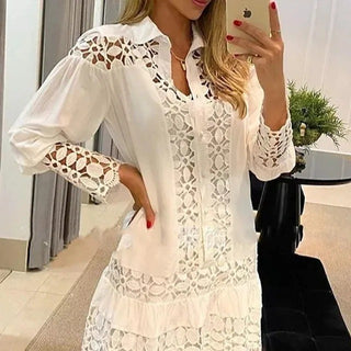 Early Autumn New Lace Stitching Sexy Casual Shirt